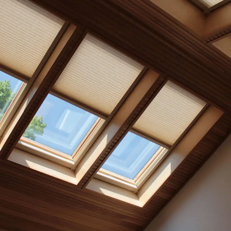 Natural light filtering through skylight window shades, showcasing quality window treatments by Advance Blinds & Drapery.
