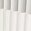 White fabric window blinds with soft folds, stylish and functional for home decor.