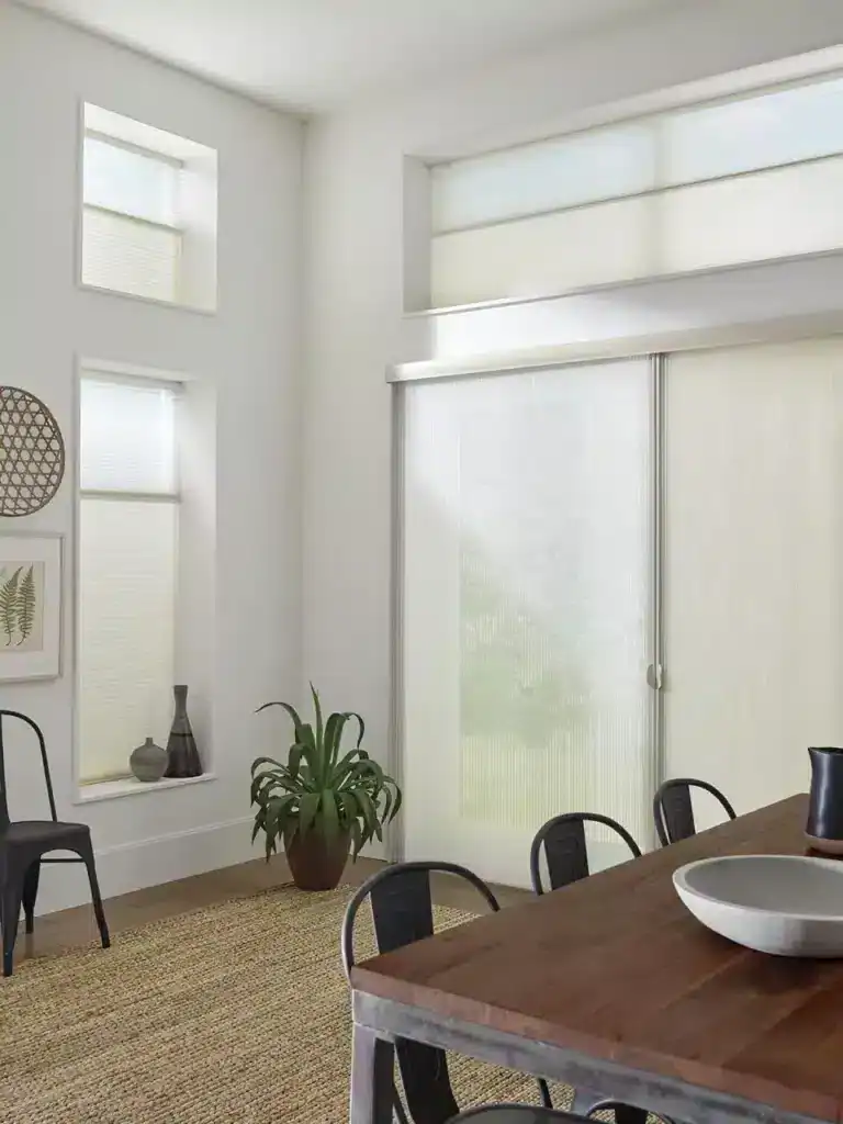 Custom white vertical blinds for modern window coverage and light control, perfect for home or office decor.