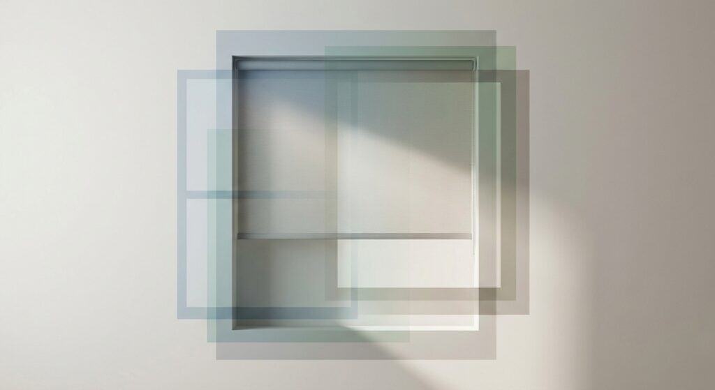 Glass shelf with shadow effects on a plain wall, showcasing a minimalist and contemporary design suitable for home or office decor.